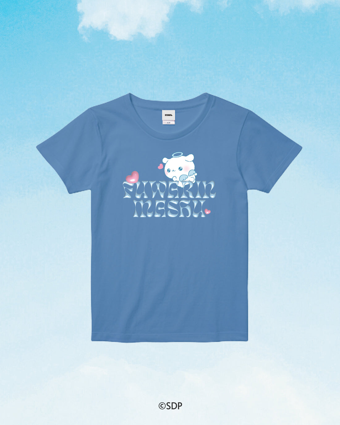 【ふわりんましゅ×KWL】お天使ましゅ ロゴTシャツ-Logo Crew Neck Tee / SAX