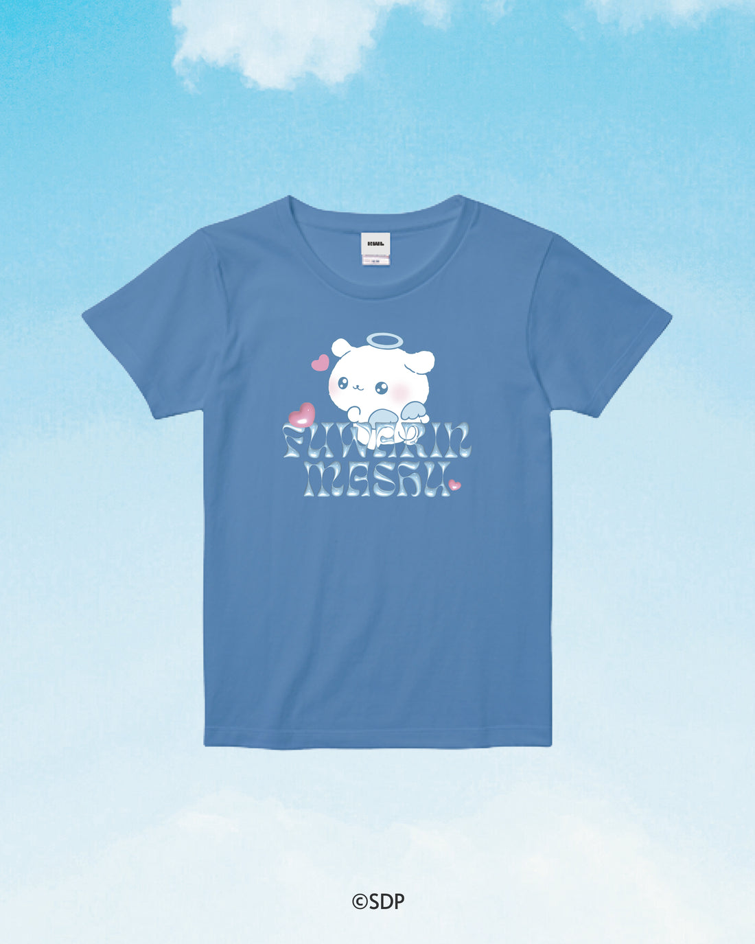 【ふわりんましゅ×KWL】お天使ましゅ Tシャツ-Crew Neck Tee / SAX